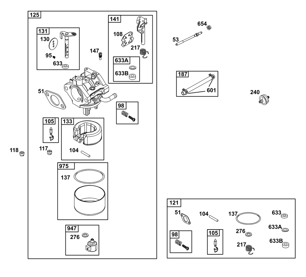 Carburetor And Fuel Supply Group Diagram and Parts List for 31R907-0110-G1 200000 - 399999 Briggs and Stratton Engine
